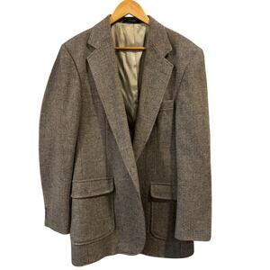 VTG men's brown Tweed Wool Blazer Jacket sport coat academia winter , Size 42L